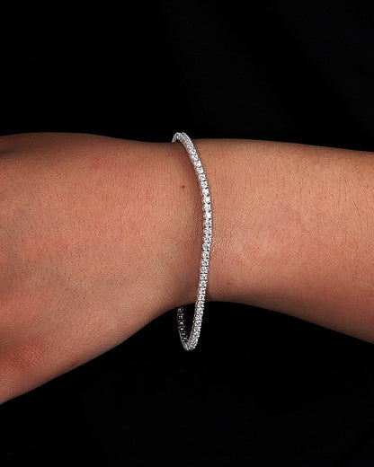 MOISSANITE TENNIS BRACELET. - 2MM WHITE GOLD