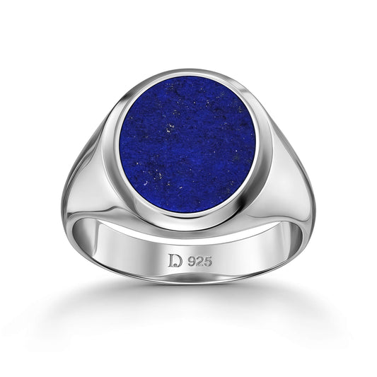 SIEGELRING LAPIS OVAL 925 SILBER RHODINIERT