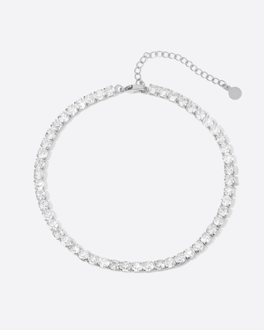TENNIS ANKLET. - 4MM WHITE GOLD