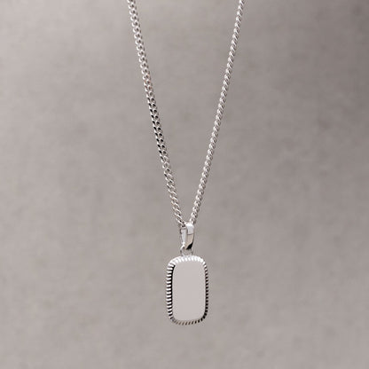 GRAVURPLATTE HALSKETTE 925 SILBER RHODINIERT