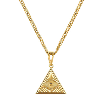 ILLUMINATI AUGE HALSKETTE 925 SILBER 18 KARAT VERGOLDET