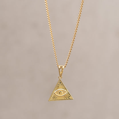ILLUMINATI AUGE HALSKETTE 925 SILBER 18 KARAT VERGOLDET