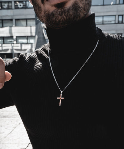 KREUZ HALSKETTE 925 SILBER RHODINIERT