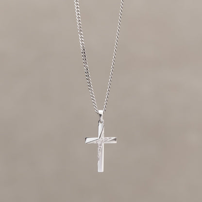 KREUZ HALSKETTE 925 SILBER RHODINIERT