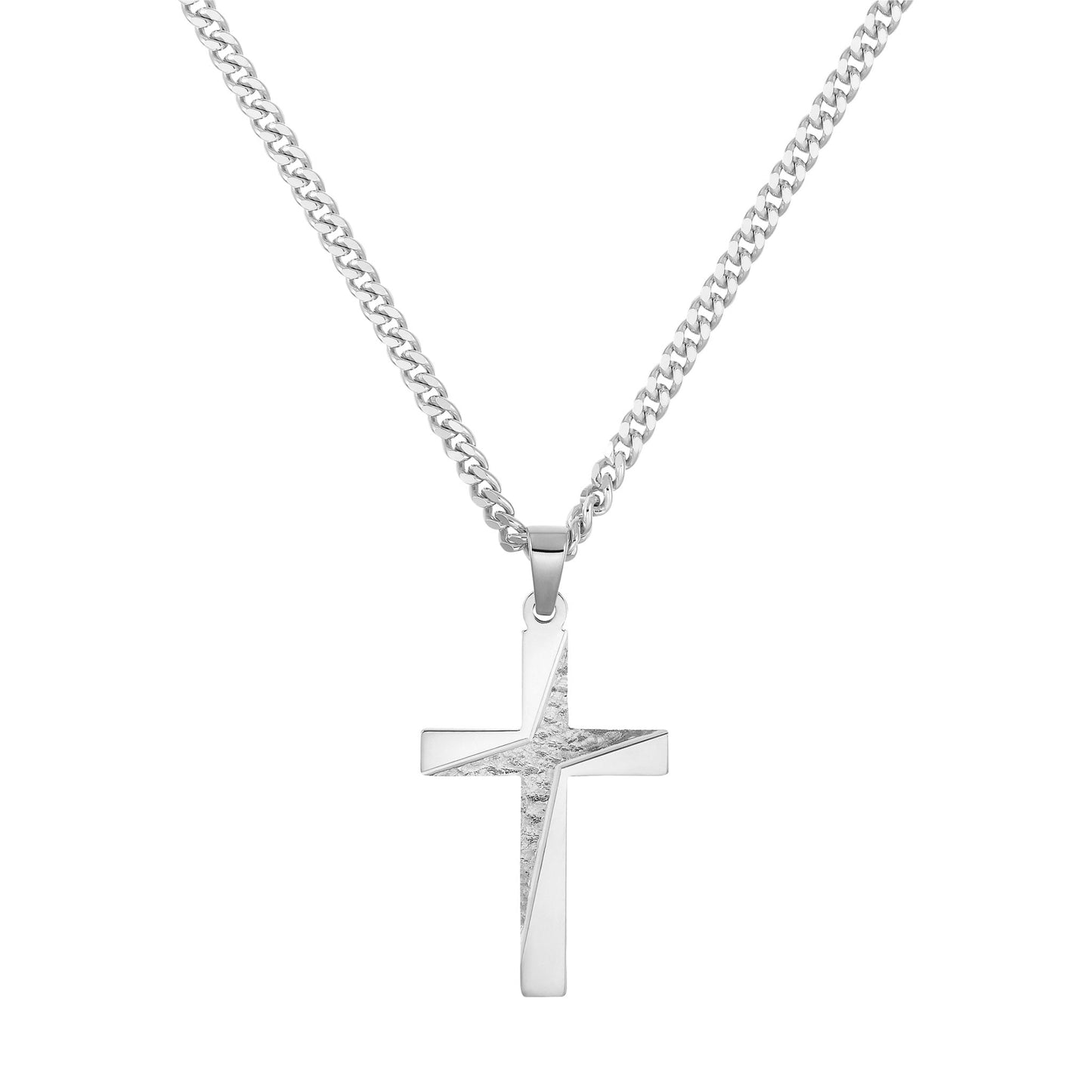 KREUZ HALSKETTE 925 SILBER RHODINIERT
