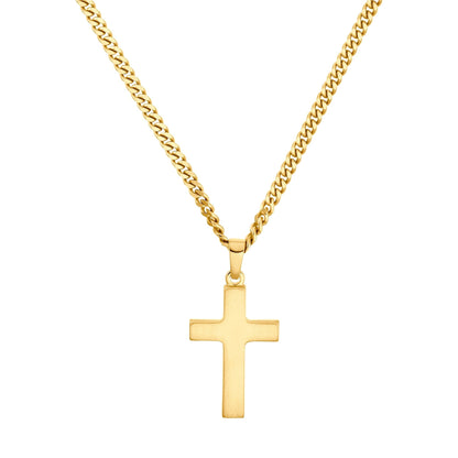 KREUZ HALSKETTE MATTIERT 925 SILBER 18 KARAT VERGOLDET
