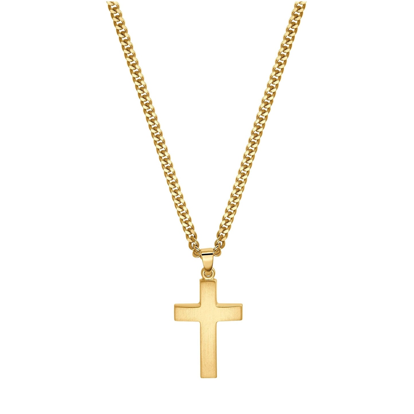 KREUZ HALSKETTE MATTIERT 925 SILBER 18 KARAT VERGOLDET