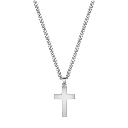 KREUZ HALSKETTE MATTIERT 925 SILBER RHODINIERT