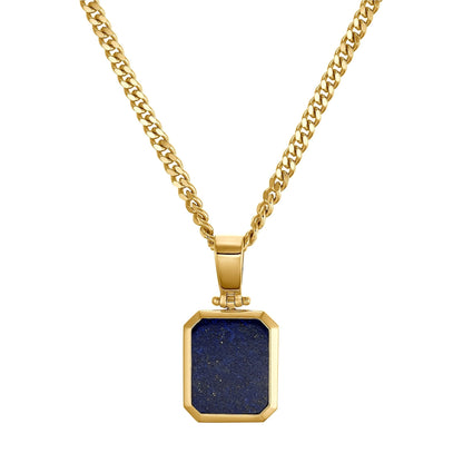 LAPIS OKTAGON HALSKETTE 925 SILBER 18 KARAT VERGOLDET