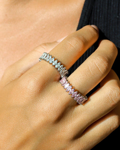 MARQUISE CUT BAND 925. - WHITE GOLD