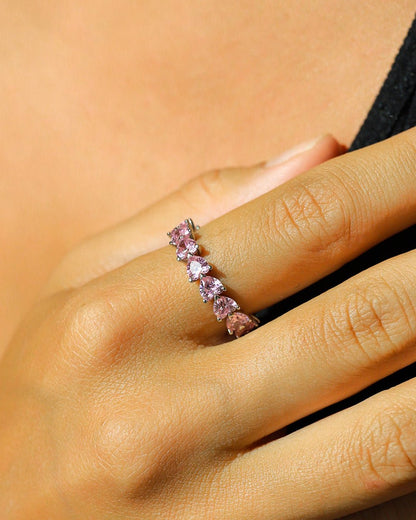 PINK HEART CUT BAND 925. - WHITE GOLD