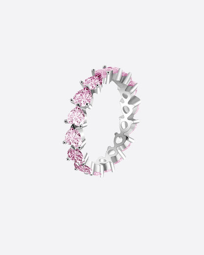 PINK HEART CUT BAND 925. - WHITE GOLD