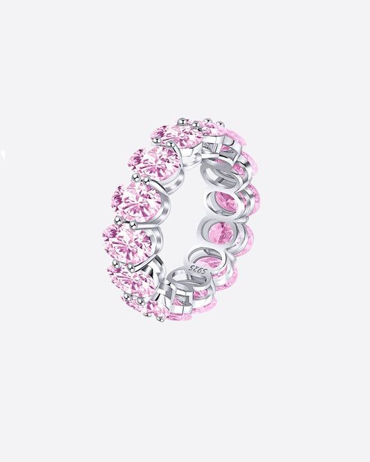 PINK OVAL CUT BAND 925. - WHITE GOLD