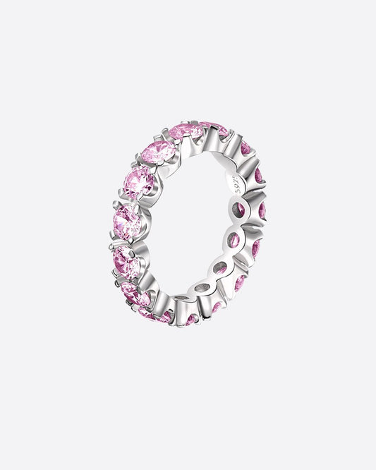 PINK ROUND CUT BAND 925. - WHITE GOLD