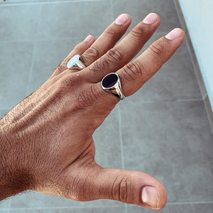 SIEGELRING RED TIGEREYE OVAL 925 SILBER RHODINIERT